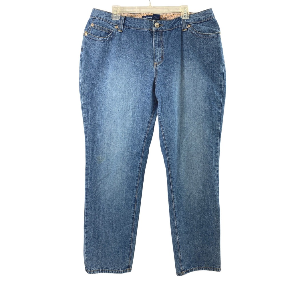 Vtg Avenue Jeans Womens Size 18 Tall Medium Wash Denim Straight Leg Hong Kong